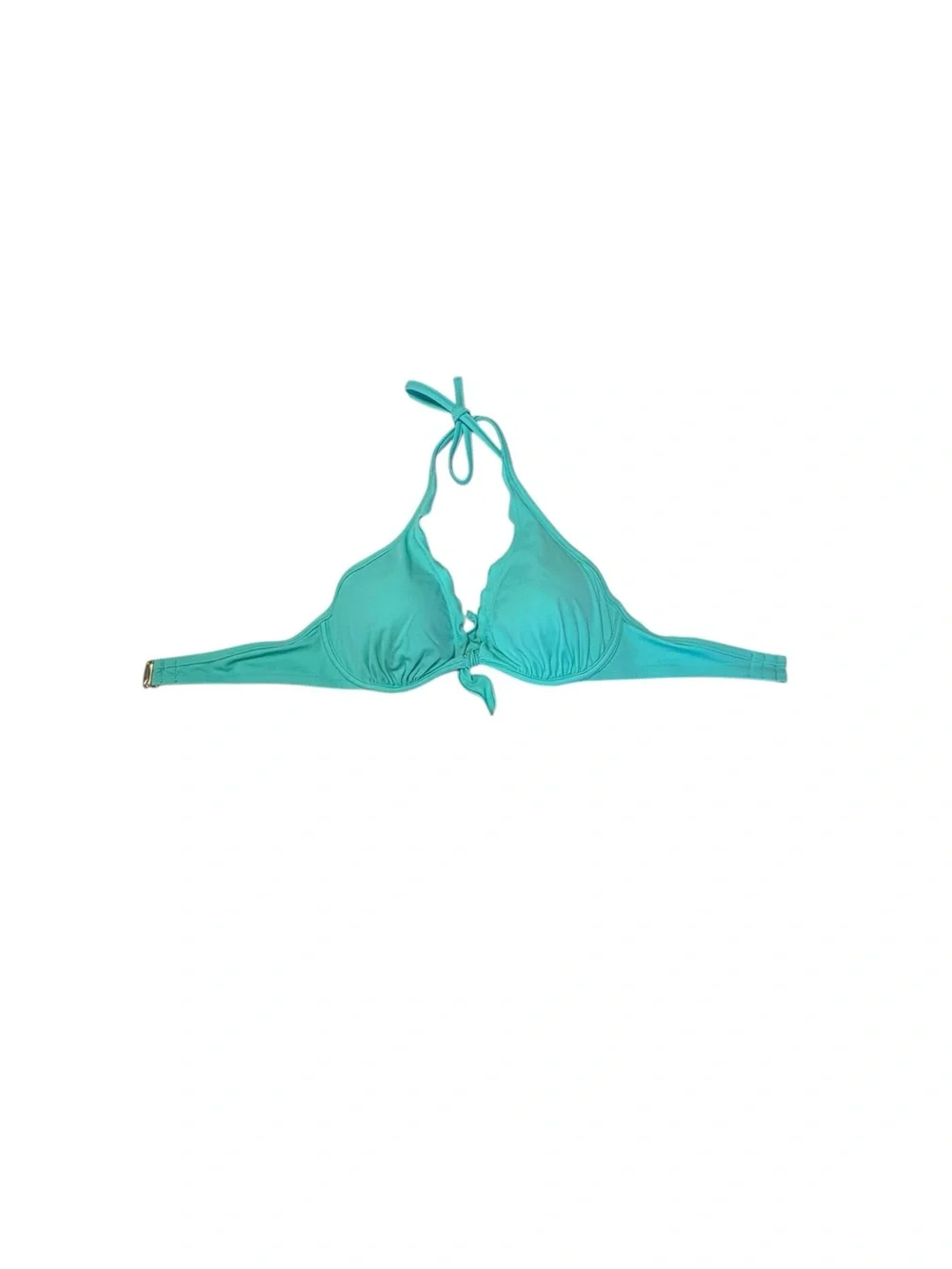 Victoria’s Secret 34D Turquoise Push Up Halter Bikini Top Ruffle Aqua Swim